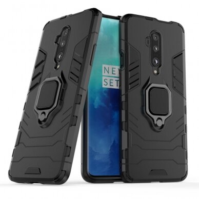 OnePlus 7 PRO juoda Tracy RING ARMOR nugarėlė