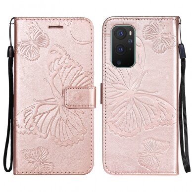 OnePlus 9 rausvas Tracy K.FLEXI dėklas Butterflies