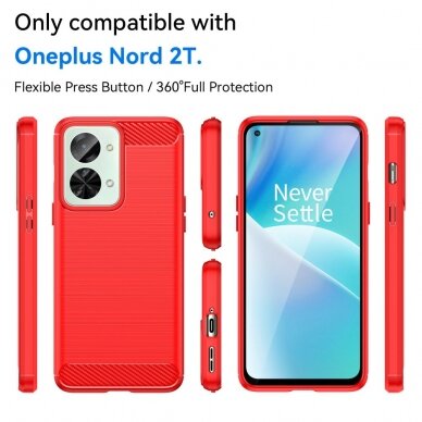 OnePlus Nord 2T 5G raudona Tracy LYGCARBON nugarėlė 7