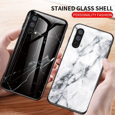 OnePlus NORD CE 5G marble glass nugarėlė Black&gold 3