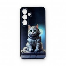 Samsung S24 FE black nugarėlė Astronaut Cat Design00317