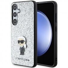 Samsung S24 PLUS silver Fixed Glitter Metal PIN KARL LAGERFELD nugarėlė