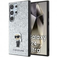 Samsung S24 Ultra silver Ikonik Fixed Glitter Metal PIN KARL LAGERFELD nugarėlė