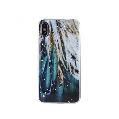 Samsung A02s/A03s Gold Glam Feathers nugarėlė 1