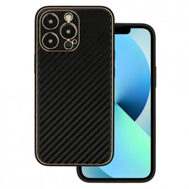 Samsung A03 juoda CARBON LEATHER nugarėlė