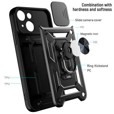 Samsung A15 5G black RING ARMOR WITH CAMSHIELD nugarėlė 4