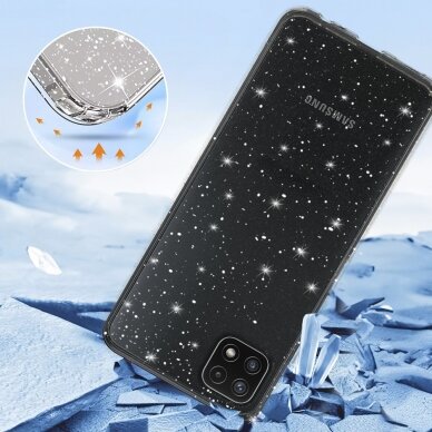 Samsung A22 5G clear Crystal Glitter nugarėlė 2