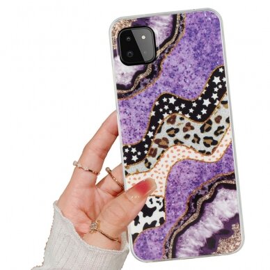 Samsung A22 5G Tracy IMD MARBLE nugarėlė Purple/Cow 1