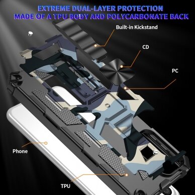 Samsung A23/A23 5G green camouflage ARMOR METAL nugarėlė 5