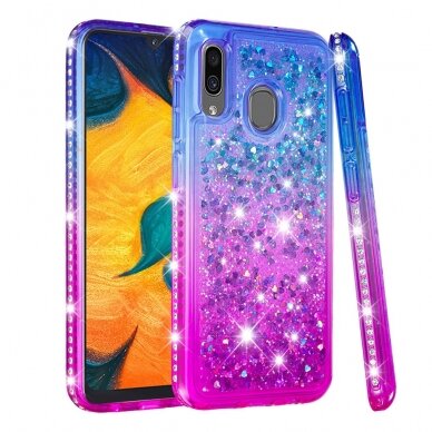 Samsung A30/A20 mėlyna+violetinė Tracy water diamond nugarėlė