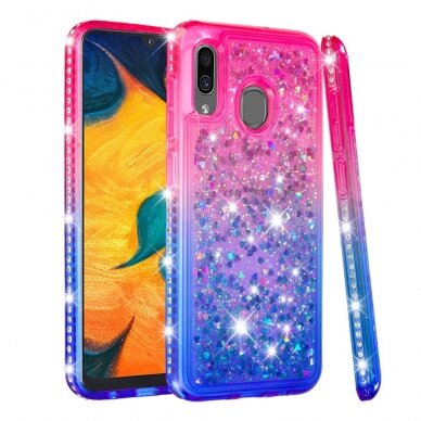 Samsung A30/A20 raudona+mėlyna Tracy water diamond nugarėlė