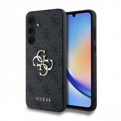 Samsung A35 5G black PU Leather 4G Metal Logo GUESS nugarėlė