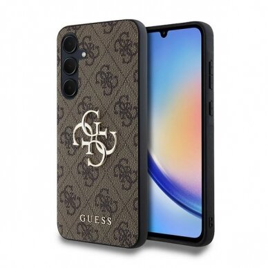 Samsung A35 5G brown PU Leather 4G Metal Logo GUESS nugarėlė