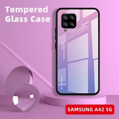 Samsung A42 5G rausva+alyvinė tracy GLASS nugarėlė 1