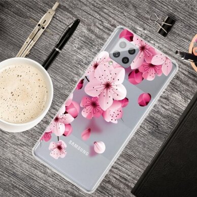 Samsung A42 5G Tracy clear nugarėlė Pink Flower 1