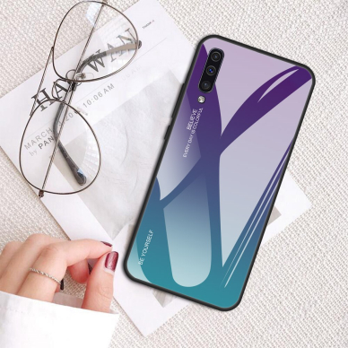 Samsung A50 violetinė+mėlyna tracy GLASS nugarėlė 1