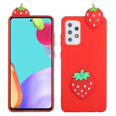 Samsung A52/A52 5G raudona nugarėlė Strawberry 4D