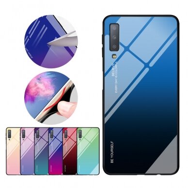 Samsung A7 2018 mėlyna+juoda tracy GLASS nugarėlė 5