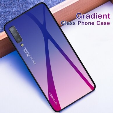 Samsung A7 2018 mėlyna+rožinė tracy GLASS nugarėlė 3