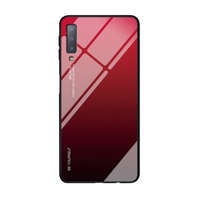 Samsung A7 2018 raudona tracy GLASS nugarėlė 1