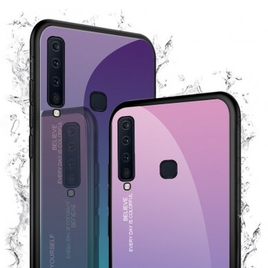 Samsung A9 2018 rausva+alyvinė tracy GLASS nugarėlė 3