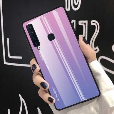 Samsung A9 2018 rausva+alyvinė tracy GLASS nugarėlė