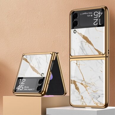 Samsung FLIP3 5G GKK GLASS nugarėlė Gold/White 1