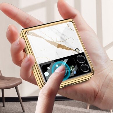 Samsung FLIP3 5G GKK GLASS nugarėlė Gold/White 4