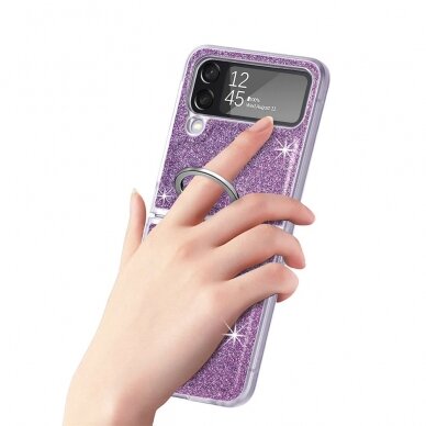 Samsung FLIP4 5G Tracy Glitter violetinė plastikinė su žiedu nugarėlė 9