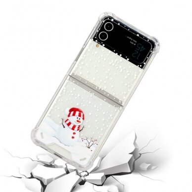 Samsung FLIP4 5G Tracy shock clear nugarėlė Christmas Snowman 3