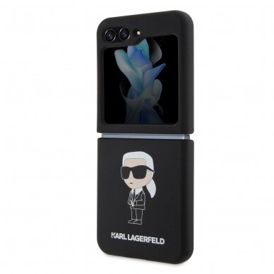 Samsung FLIP5 5G black Silicone Ikonik KARL LAGERFELD nugarėlė 3