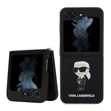 Samsung FLIP5 5G black Silicone Ikonik KARL LAGERFELD nugarėlė