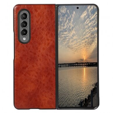 Samsung Fold3 5G ruda Leather nugarėlė