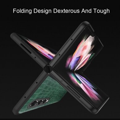 Samsung Fold3 5G dark green CROCODILE nugarėlė 1