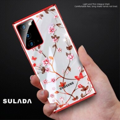 Samsung Note 20 raudona SULADA Bloom nugarėlė 2