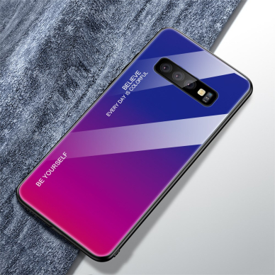 Samsung S10 mėlyna+rožinė tracy GLASS nugarėlė