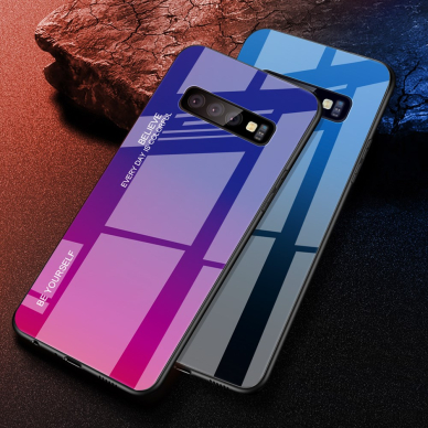 Samsung S10 mėlyna+rožinė tracy GLASS nugarėlė 1