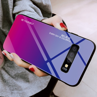 Samsung S10 mėlyna+rožinė tracy GLASS nugarėlė 3