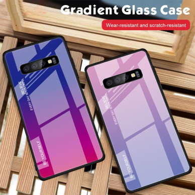 Samsung S10 mėlyna+rožinė tracy GLASS nugarėlė 4