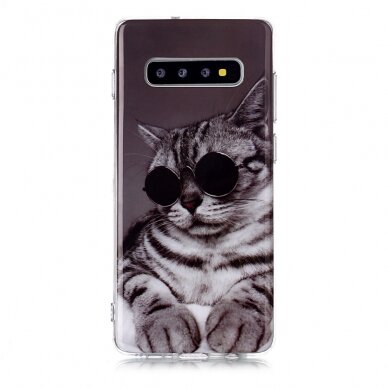 Samsung S10 PLUS Tracy nugarėlė Cat with glasses 1