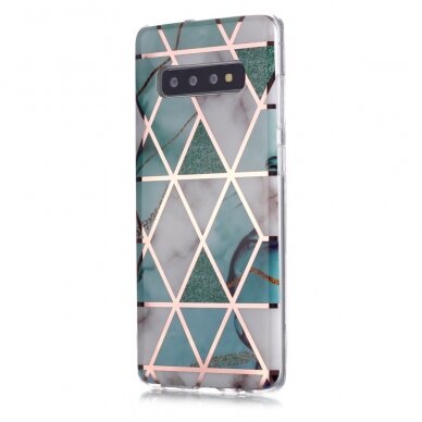 Samsung S10 PLUS Tracy nugarėlė Geometric marble Green/White 1