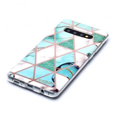 Samsung S10 PLUS Tracy nugarėlė Geometric marble Green/White 2