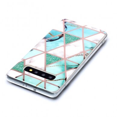 Samsung S10 PLUS Tracy nugarėlė Geometric marble Green/White 3