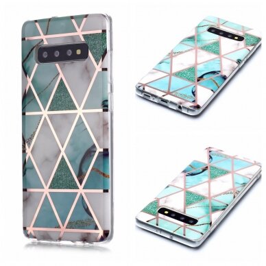 Samsung S10 PLUS Tracy nugarėlė Geometric marble Green/White