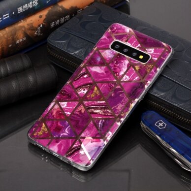 Samsung S10 PLUS Tracy nugarėlė Geometric Purple marble 4