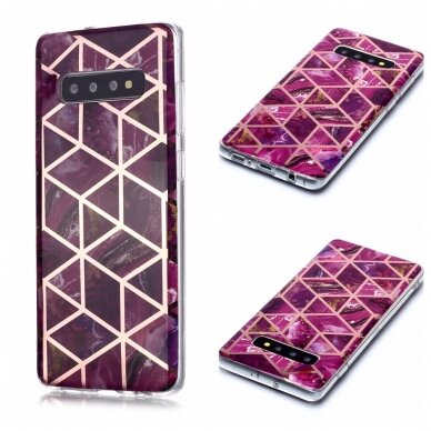 Samsung S10 PLUS Tracy nugarėlė Geometric Purple marble