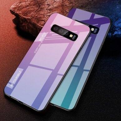 Samsung S10 rausva+alyvinė tracy GLASS nugarėlė 1