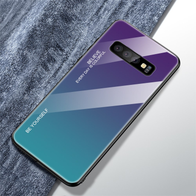 Samsung S10 violetinė+mėlyna tracy GLASS nugarėlė