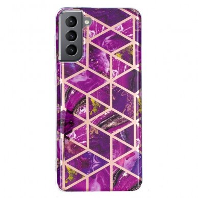 Samsung S21 FE tracy nugarėlė Geometric marble purple