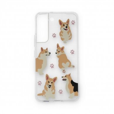 Samsung S22 clear nugarėlė Corgi Design00303